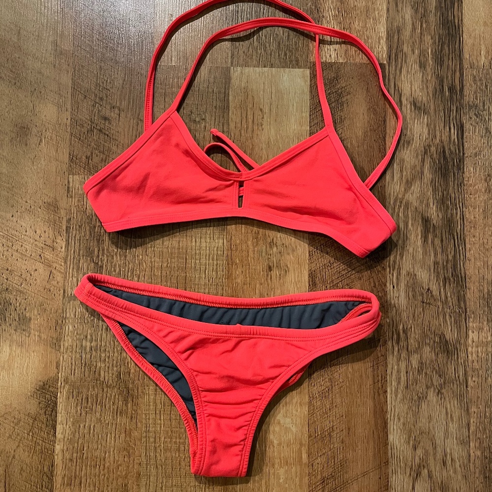 Jolyn Clothing Vent Bikini Top and Europe Bikini Bottom Lava